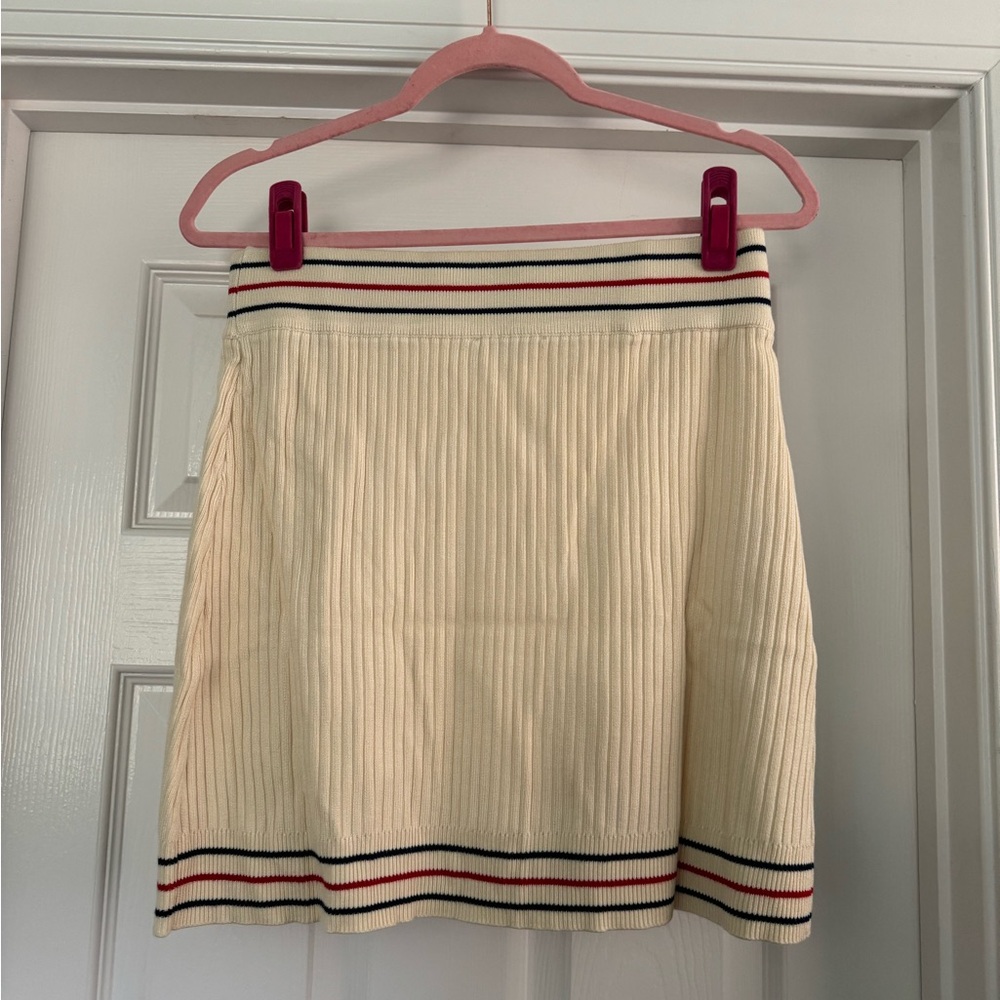 Knit Collar Two Piece Short Sleeve Top and Mini Skirt Matching Set - Picture 11 of 15